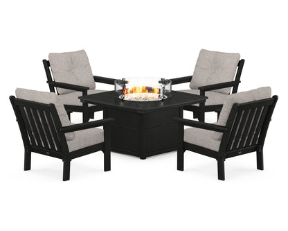 POLYWOOD Vineyard 5-Piece Conversation Set with Fire Pit Table