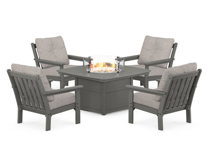 POLYWOOD Vineyard 5-Piece Conversation Set with Fire Pit Table
