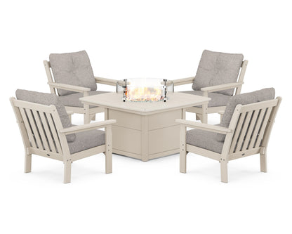 POLYWOOD Vineyard 5-Piece Conversation Set with Fire Pit Table