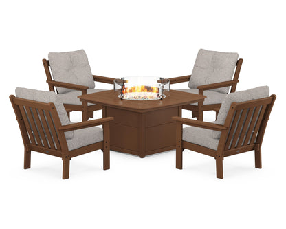 POLYWOOD Vineyard 5-Piece Conversation Set with Fire Pit Table