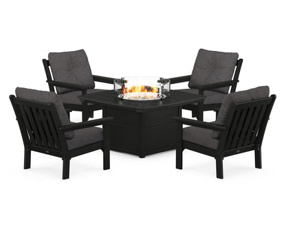 POLYWOOD Vineyard 5-Piece Conversation Set with Fire Pit Table