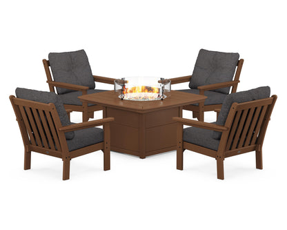 POLYWOOD Vineyard 5-Piece Conversation Set with Fire Pit Table