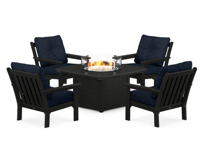 POLYWOOD Vineyard 5-Piece Conversation Set with Fire Pit Table