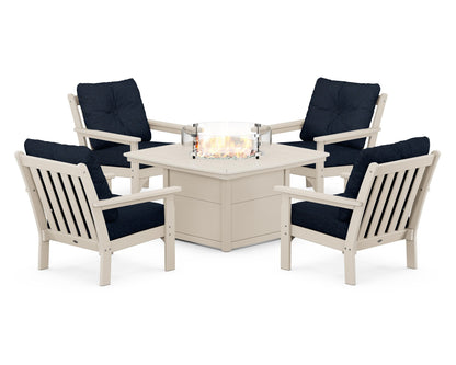 POLYWOOD Vineyard 5-Piece Conversation Set with Fire Pit Table