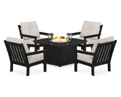 POLYWOOD Vineyard 5-Piece Conversation Set with Fire Pit Table