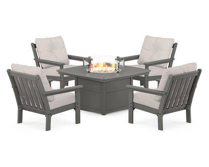 POLYWOOD Vineyard 5-Piece Conversation Set with Fire Pit Table