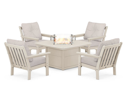 POLYWOOD Vineyard 5-Piece Conversation Set with Fire Pit Table