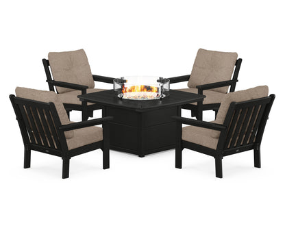 POLYWOOD Vineyard 5-Piece Conversation Set with Fire Pit Table