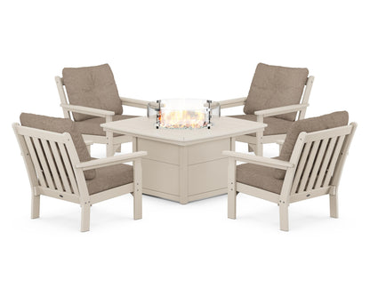 POLYWOOD Vineyard 5-Piece Conversation Set with Fire Pit Table