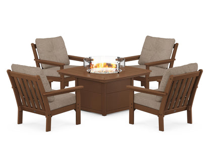 POLYWOOD Vineyard 5-Piece Conversation Set with Fire Pit Table