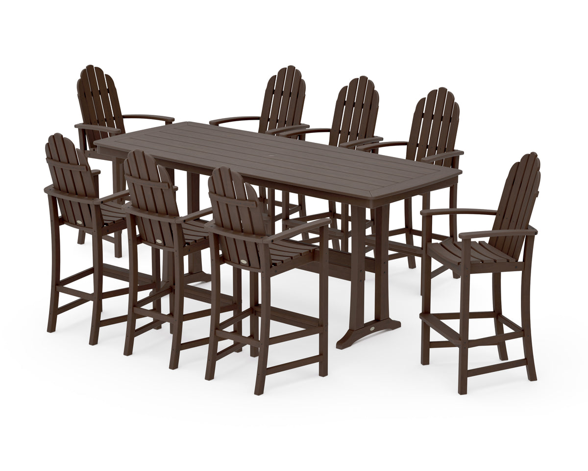 POLYWOOD Classic Adirondack 9-Piece Bar Set with Trestle Legs in Kona