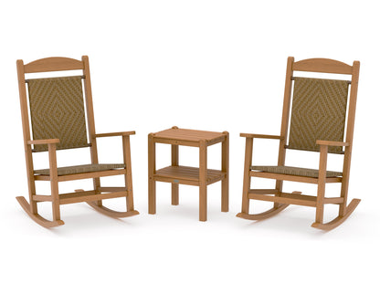POLYWOOD Presidential Woven Rocker 3-Piece Set in Natural / Tigerwood