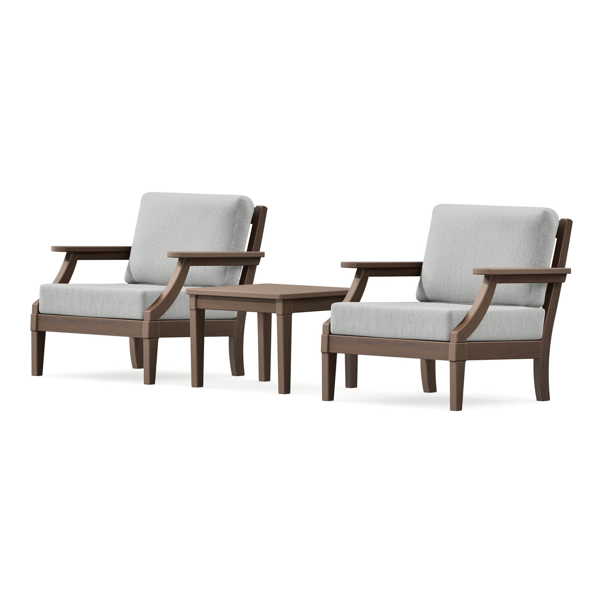 POLYWOOD PW Designer Series Estate 3-Piece Lounge Chair Set in Kona / Granite