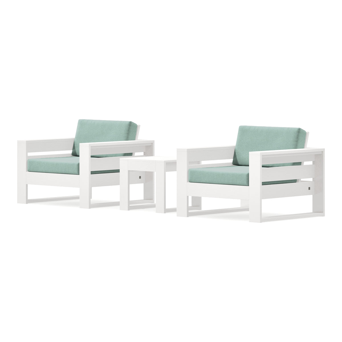 POLYWOOD PW Designer Series Latitude 3-Piece Lounge Chair Set in Vintage White / Glacier Spa