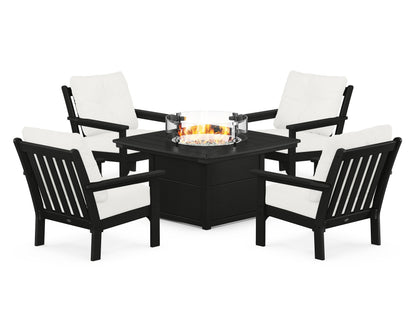 POLYWOOD Vineyard 5-Piece Conversation Set with Fire Pit Table