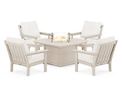 POLYWOOD Vineyard 5-Piece Conversation Set with Fire Pit Table