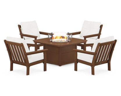 POLYWOOD Vineyard 5-Piece Conversation Set with Fire Pit Table