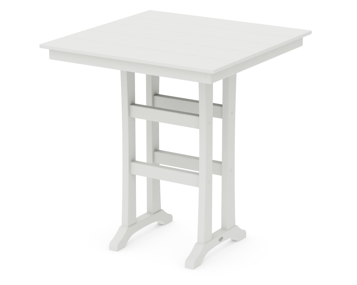 POLYWOOD Farmhouse Trestle 37" Bar Table in Vintage White
