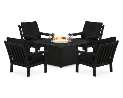 POLYWOOD Vineyard 5-Piece Conversation Set with Fire Pit Table
