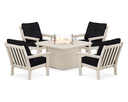 POLYWOOD Vineyard 5-Piece Conversation Set with Fire Pit Table