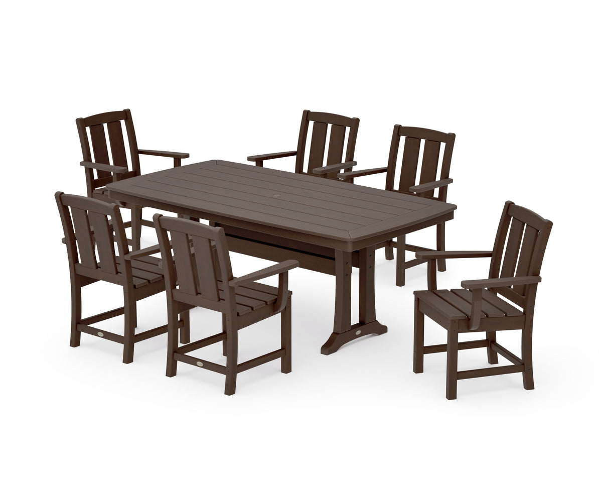 POLYWOOD Mission Arm Chair 7-Piece Dining Set with Trestle Legs in Kona