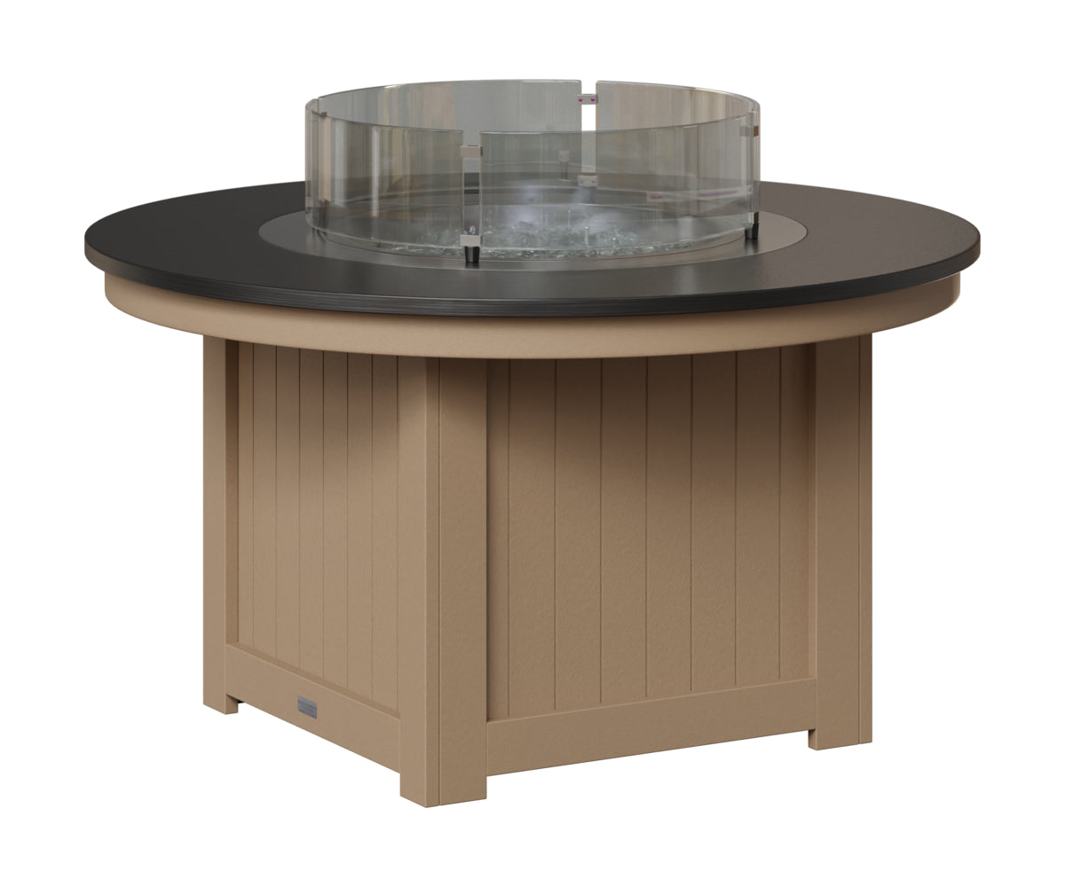 Berlin Gardens Donoma 44" Round Fire Pit in Weatherwood, Hammered Black top