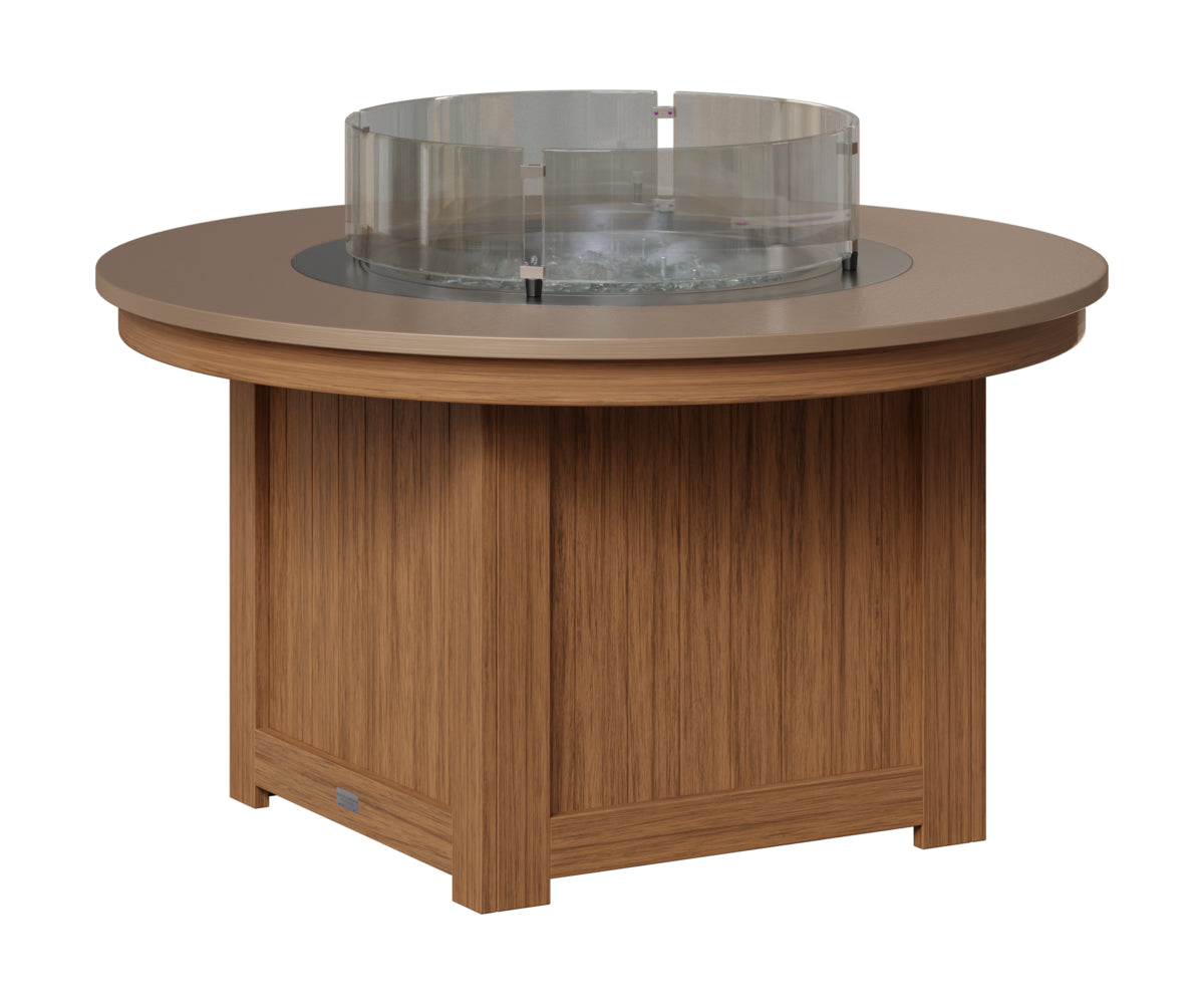 Berlin Gardens Donoma 44" Round Fire Pit in Antique Mahogany, Hammered Bronze top