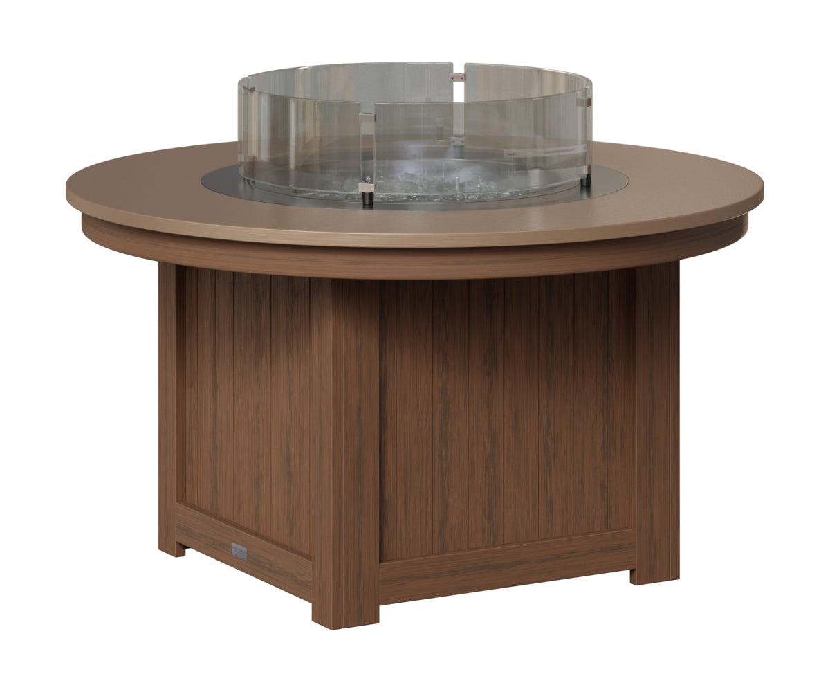 Berlin Gardens Donoma 44" Round Fire Pit in Brazilian Walnut, Hammered Bronze top