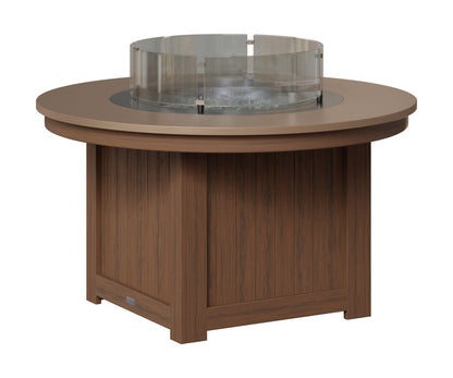 Berlin Gardens Donoma 44" Round Fire Pit in Brazilian Walnut, Hammered Bronze top
