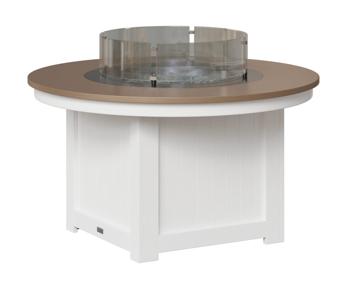 Berlin Gardens Donoma 44" Round Fire Pit in White, Hammered Bronze top