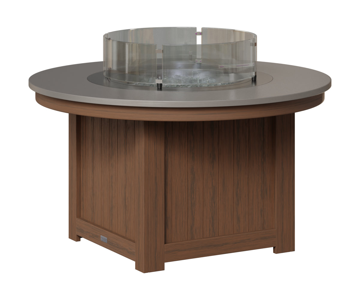 Berlin Gardens Donoma 44" Round Fire Pit in Brazilian Walnut, Hammered Stainless top
