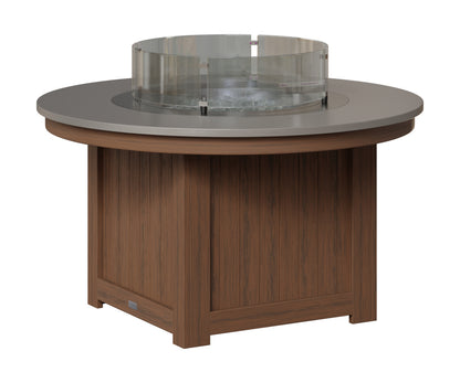 Berlin Gardens Donoma 44" Round Fire Pit in Brazilian Walnut, Hammered Stainless top