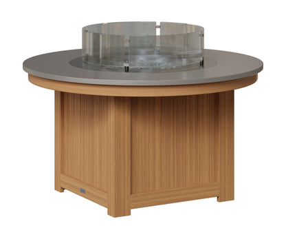 Berlin Gardens Donoma 44" Round Fire Pit in Natural Teak, Hammered Stainless top