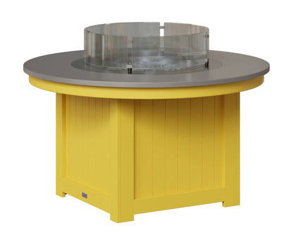 Berlin Gardens Donoma 44" Round Fire Pit in Sunburst Yellow, Hammered Stainless top