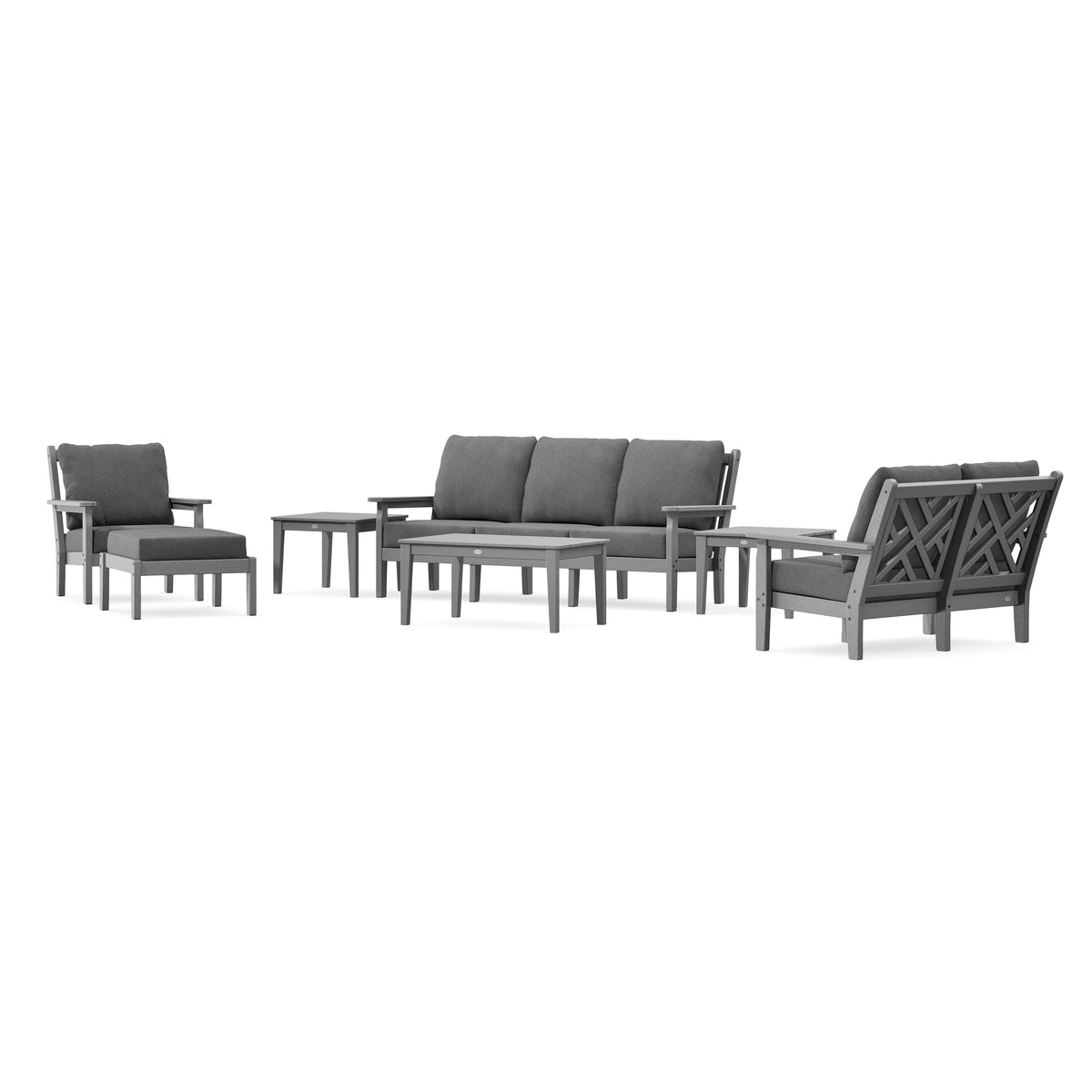 POLYWOOD Chippendale 7-Piece Deep Seating Set in Slate Grey