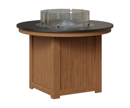 Berlin Gardens Donoma 44" Round Fire Table Dining in Antique Mahogany, Hammered Black top