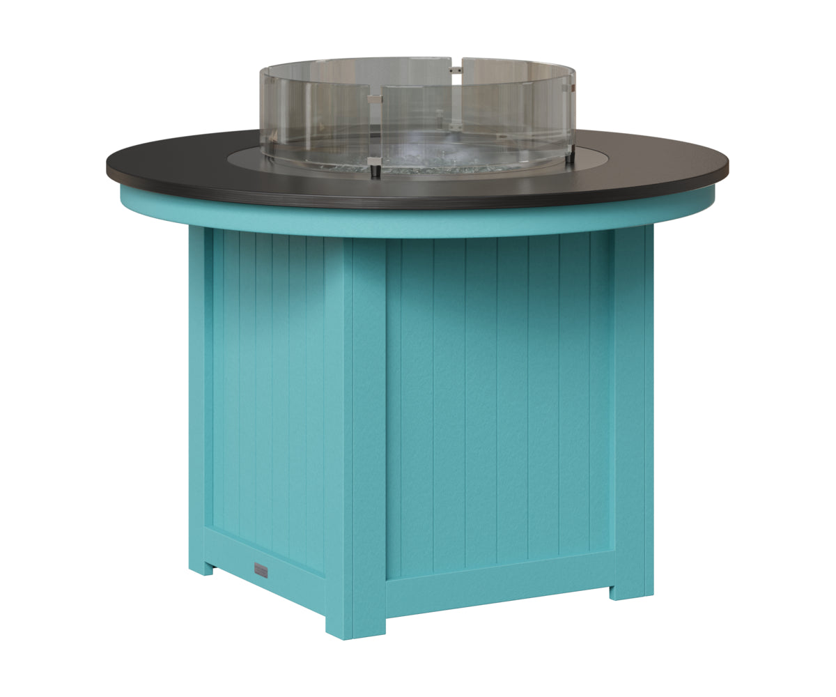Berlin Gardens Donoma 44" Round Fire Table Dining in Aruba Blue, Hammered Black top