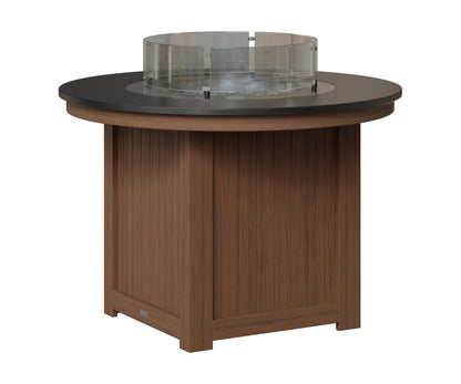 Berlin Gardens Donoma 44" Round Fire Table Dining in Brazilian Walnut, Hammered Black top