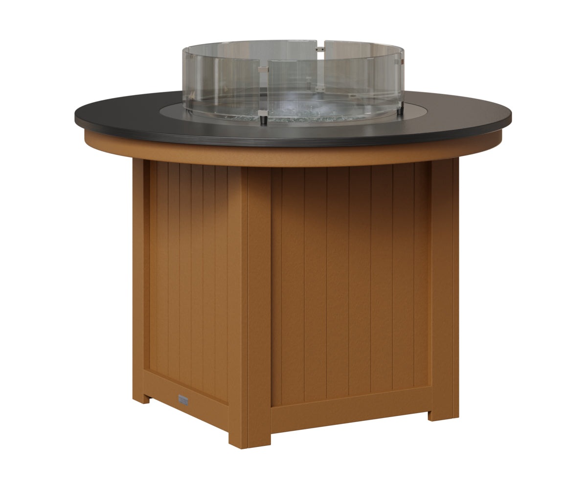 Berlin Gardens Donoma 44" Round Fire Table Dining in Cedar, Hammered Black top