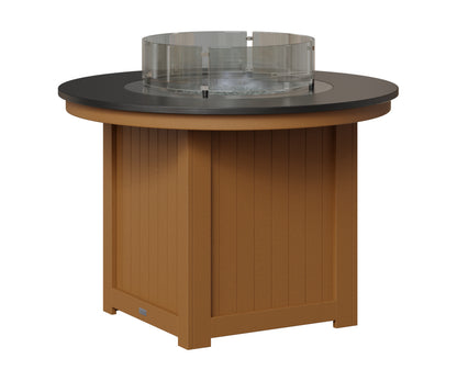 Berlin Gardens Donoma 44" Round Fire Table Dining in Cedar, Hammered Black top