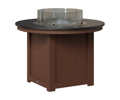 Berlin Gardens Donoma 44" Round Fire Table Dining in Chocolate Brown, Hammered Black top