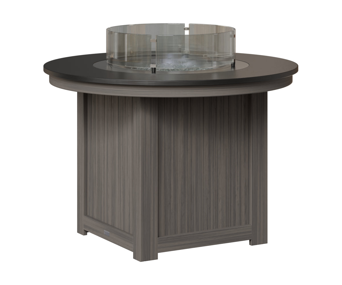 Berlin Gardens Donoma 44" Round Fire Table Dining in Coastal Gray, Hammered Black top