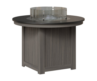 Berlin Gardens Donoma 44" Round Fire Table Dining in Coastal Gray, Hammered Black top