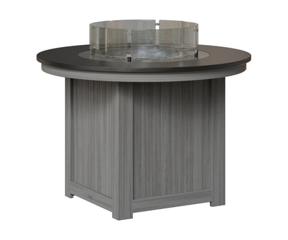 Berlin Gardens Donoma 44" Round Fire Table Dining in Driftwood Gray, Hammered Black top