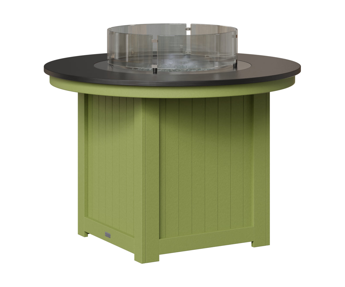 Berlin Gardens Donoma 44" Round Fire Table Dining in Kiwi Green, Hammered Black top