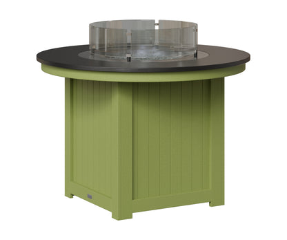 Berlin Gardens Donoma 44" Round Fire Table Dining in Kiwi Green, Hammered Black top