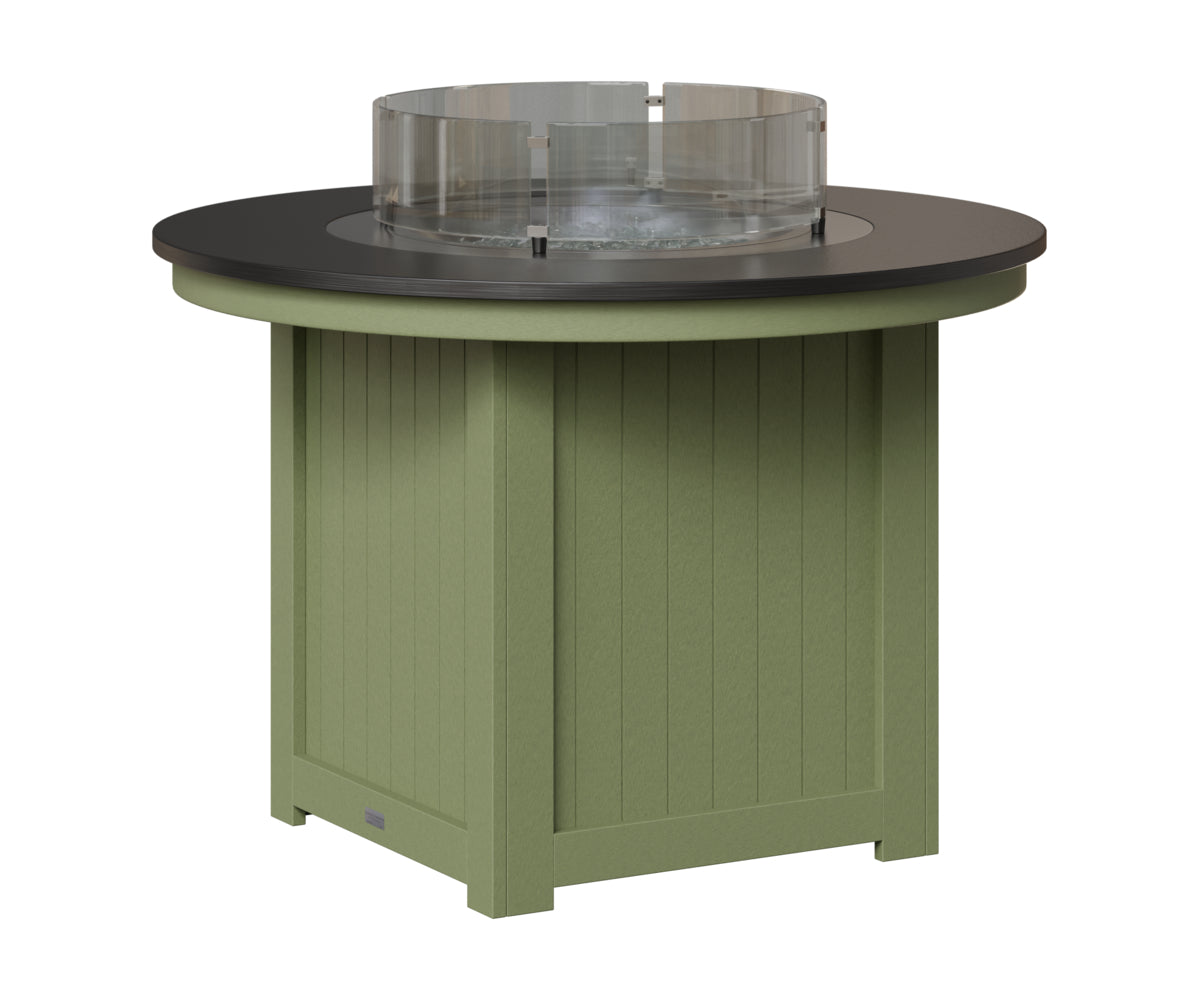 Berlin Gardens Donoma 44" Round Fire Table Dining in Sage, Hammered Black top