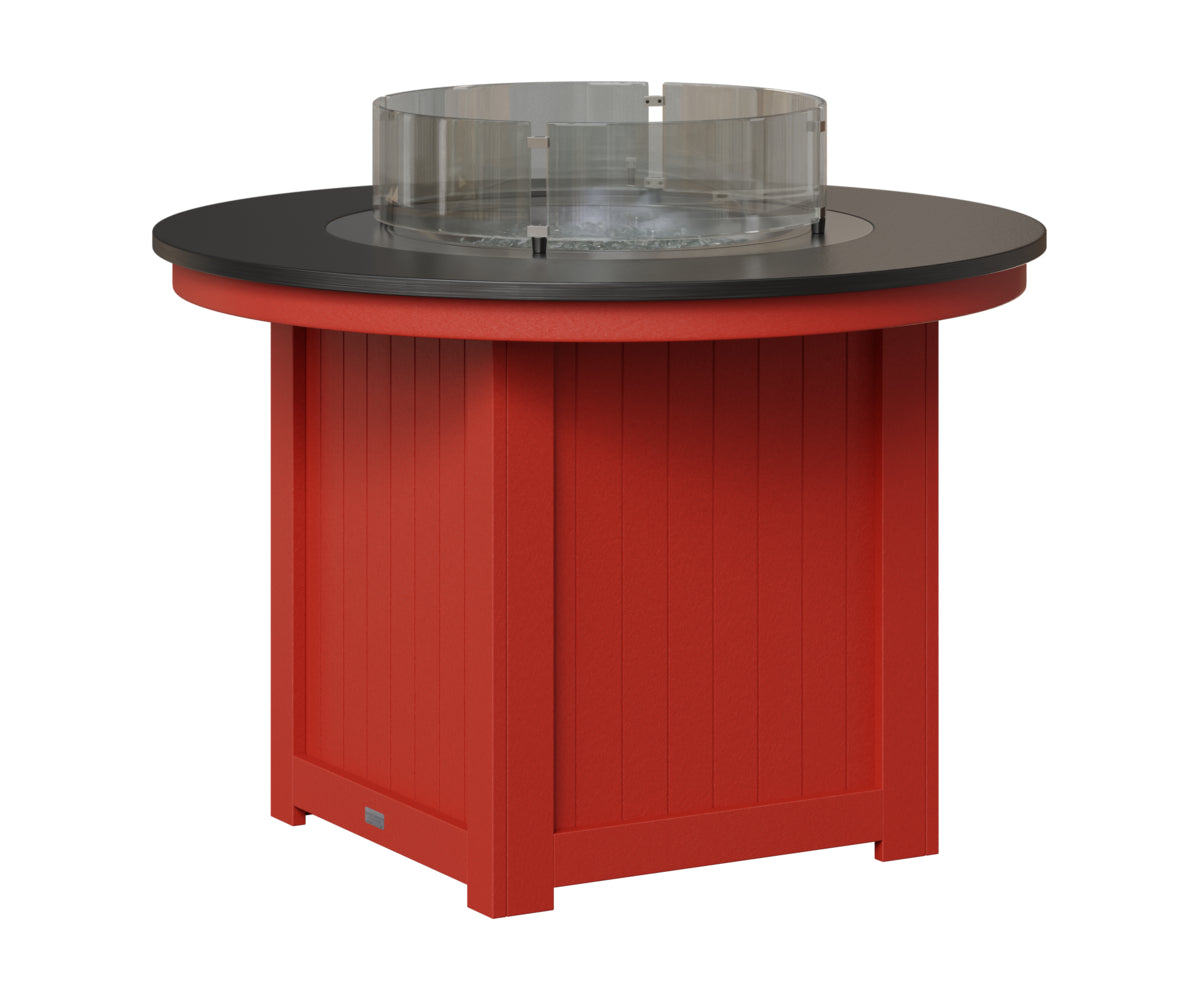 Berlin Gardens Donoma 44" Round Fire Table Dining in Scarlet Red, Hammered Black top