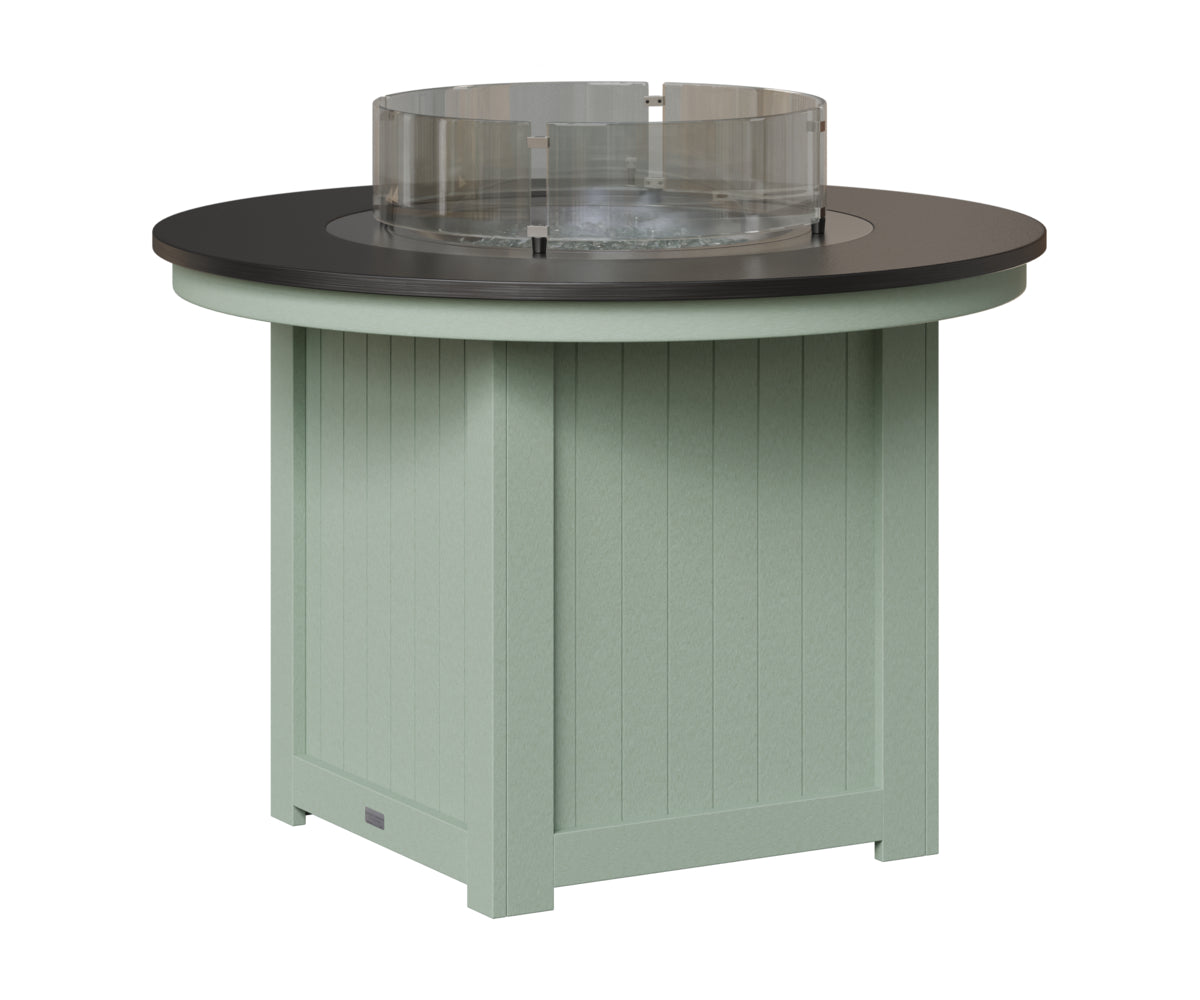Berlin Gardens Donoma 44" Round Fire Table Dining in Sea Foam, Hammered Black top
