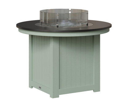 Berlin Gardens Donoma 44" Round Fire Table Dining in Sea Foam, Hammered Black top
